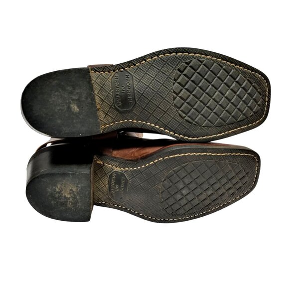 FRYE 8R Harness Short Boot Brown Oiled Leather Western Cowgirl Moto Engineer - Picture 8 of 10